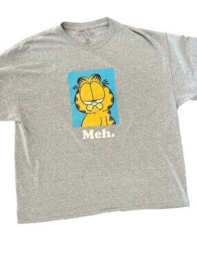 Garfield Mens Graphic Print MEH Gray Short Sleeve Tee T-Shirt Size 2XL XXL